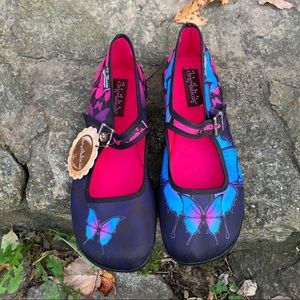 Hot Chocolate Designs Dark Butterfly Flats-size 7